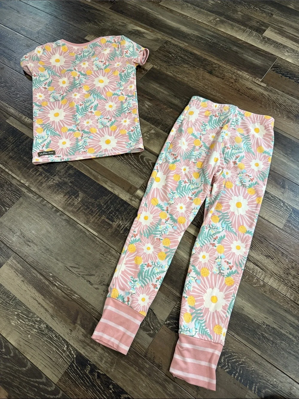 Matilda Jane Pink Floral Daisy Pajama Set with Yellow Accents